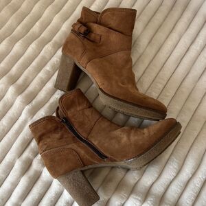 Manas Ankle Boots Suede Caramel Color Women's Size 10